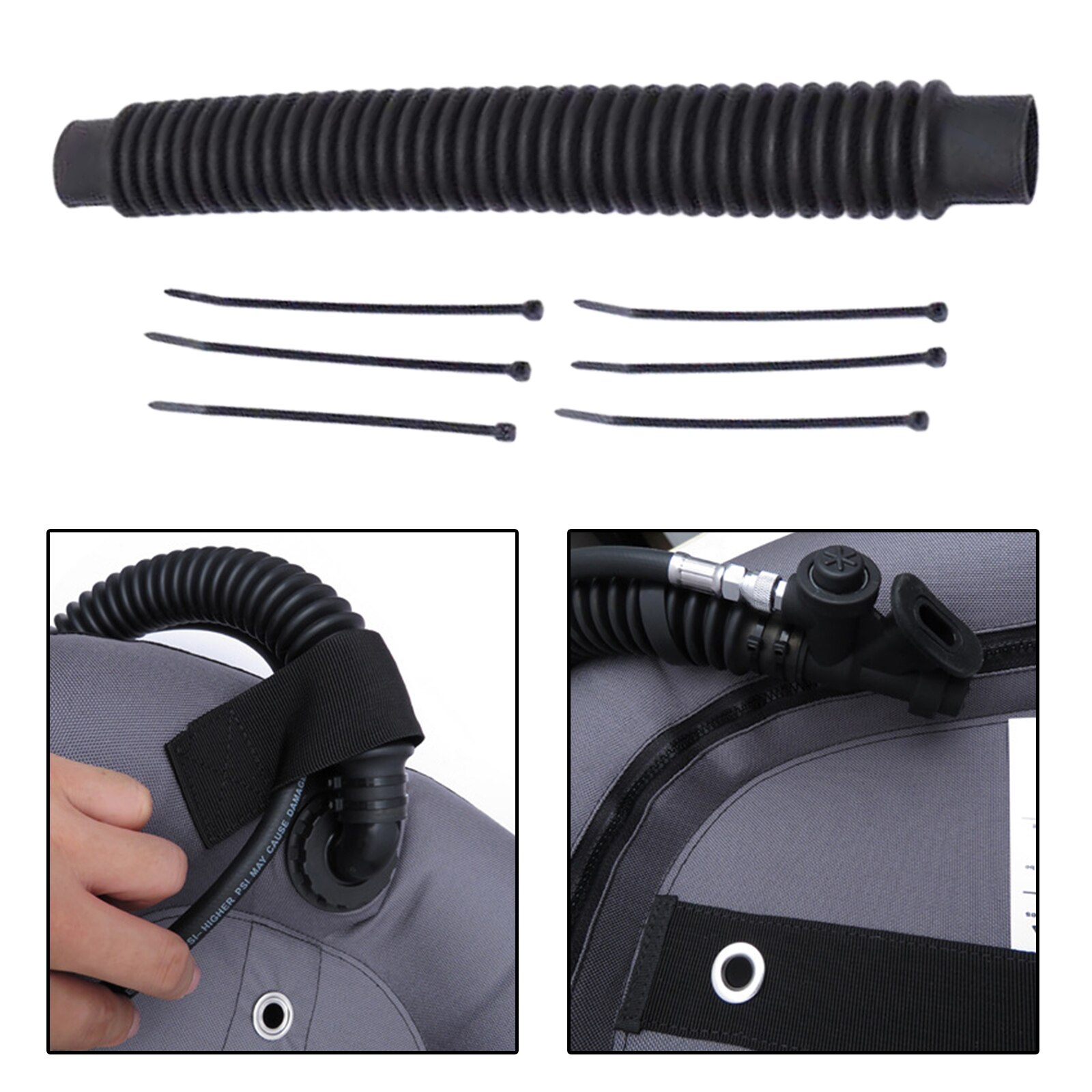 BCD Inflator Hose Durable Corrugated BC Airway Hoses 12/14''/16' Diver Pipe: 14inch