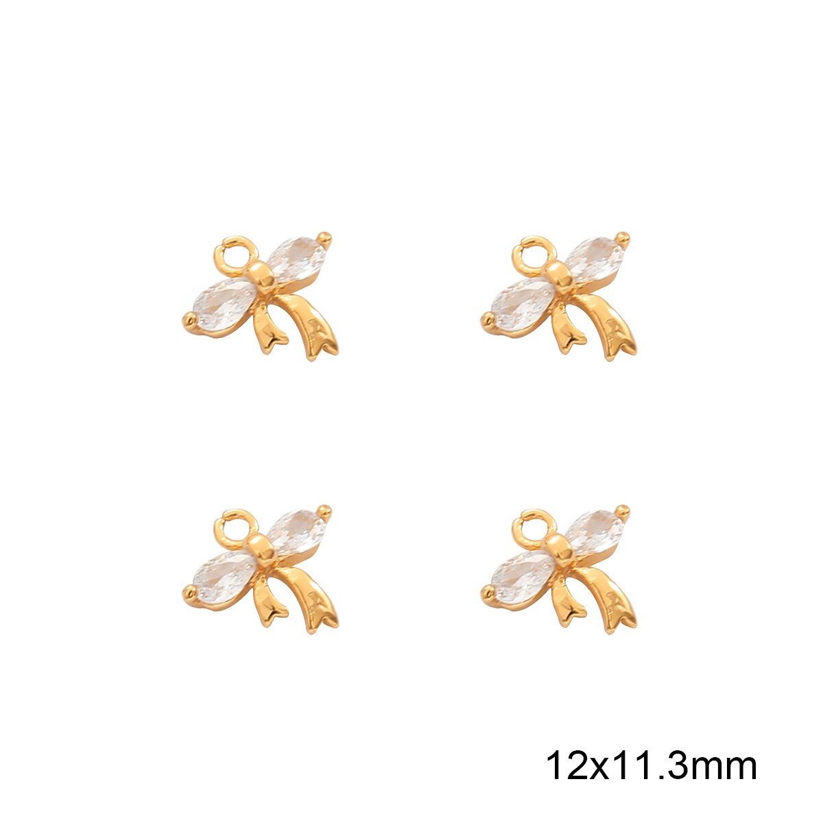 18K Gold Plated 10 12mm Copper Butterfly Shape with Zircon Charms Pendant For Necklace Accessories Findings For Jewelry Making: 12x11.3mm