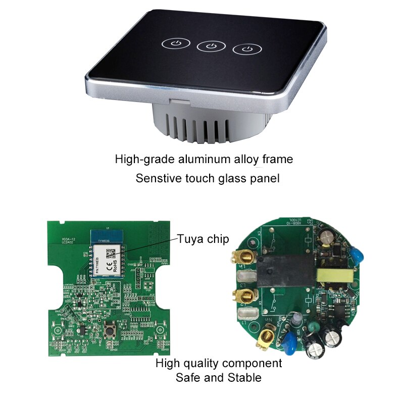 Lonsonho Zigbee Smart Schakelaar - EU 220V Touch Lichtschakelaar - Met/Zonder Nul - Compatibel Alexa Google Home