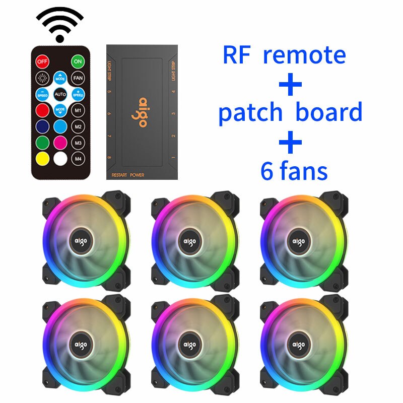 Aigo DR12 PC Cooling Fan 120mm Fan Rgb Fan Mute IR Argb White Blade Cooler Master 120mm Cooler Cooling For Computer Fans: 6in1