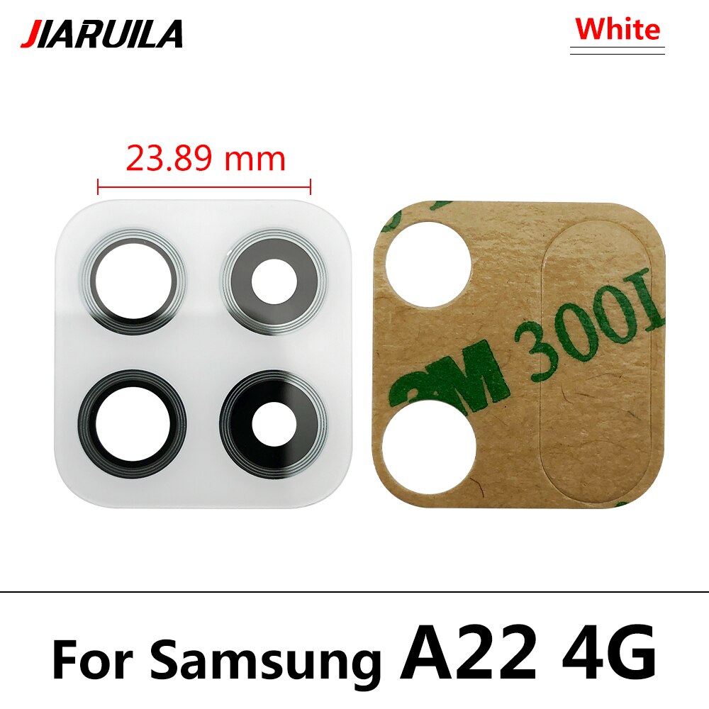 10 Stks/partij, achter Terug Camera Glazen Lens Voor Samsung A22 4G A225F / A22 5G A226B Camera Glas Met Lijm lijm: A22 4G White