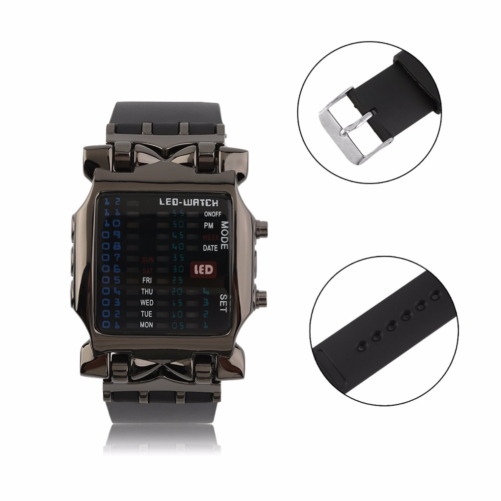 Udendørs sport led digitale binære ure populære firkantede uisex gummibånd casual armbåndsur relogio