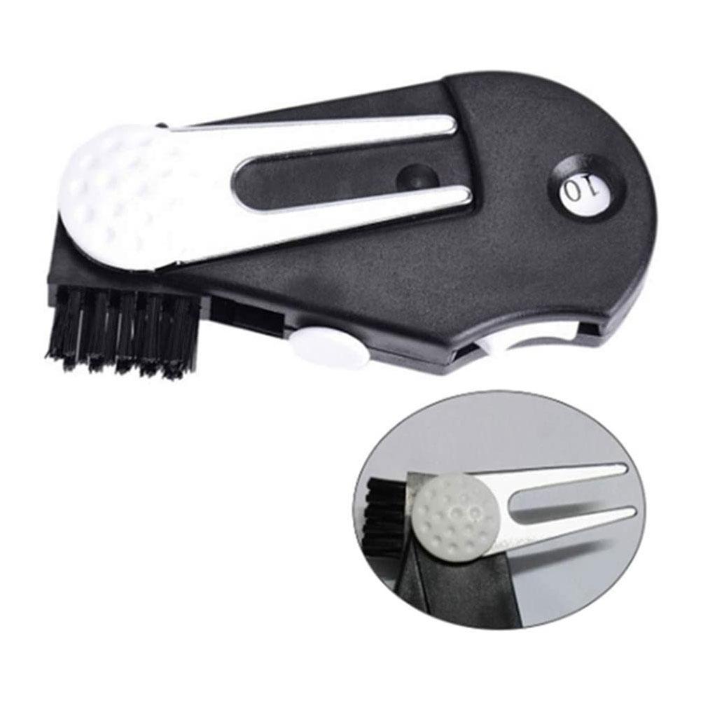 Multifunctional Golf Green Fork Turf Repair Tool Portable Groove Training Golf Scoring with Brush Device Aid Cleaning C3Z4