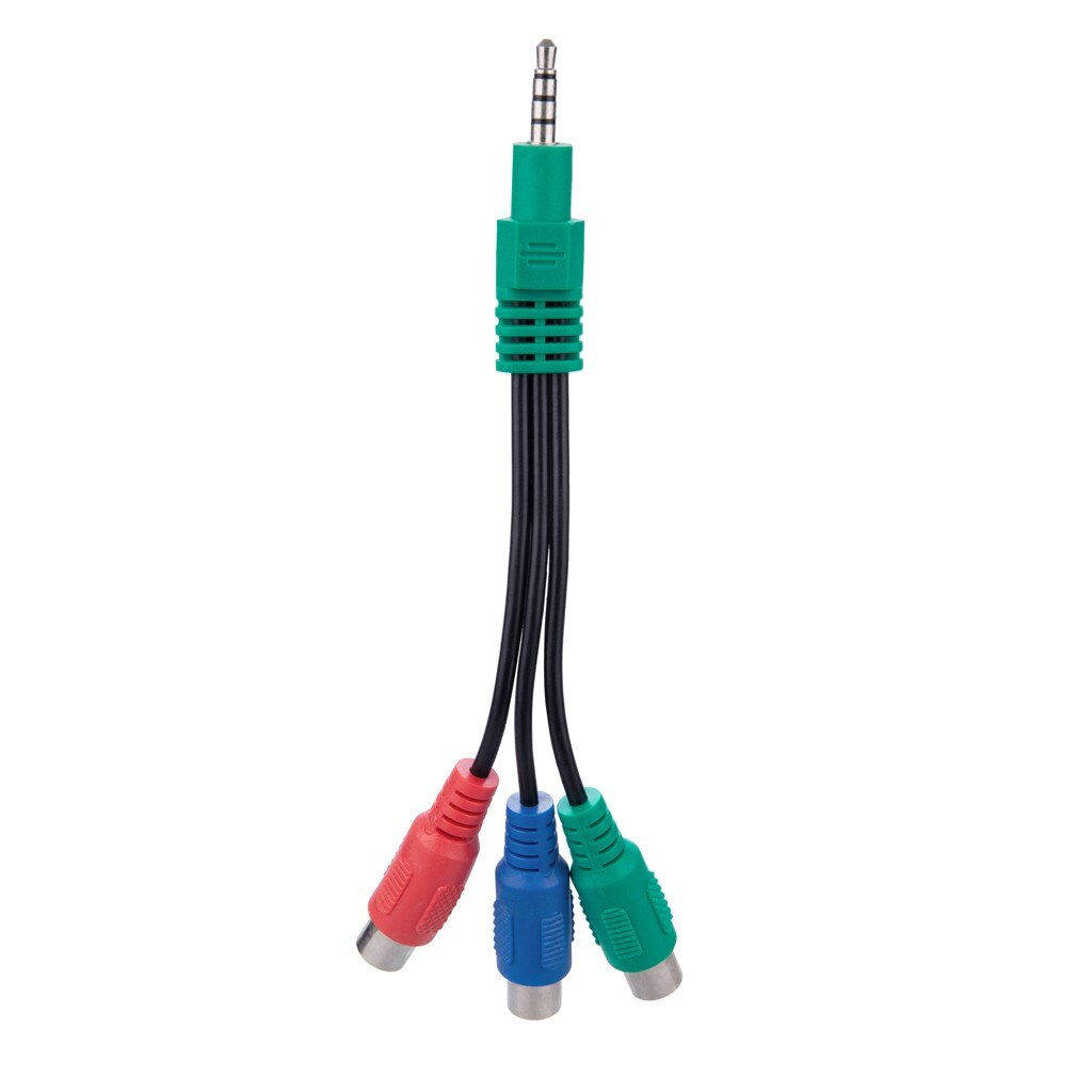 Hiperdea 4- pole aux 3.5mm mann til komponent ypbpr 3 rca hunn adapter videokabel grønn blå rød 3- rca ekstern linje for samsung