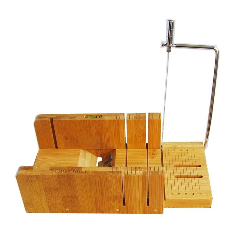 Set di stampi e taglierini per sapone in legno Set di stampi per sapone stampo in Silicone rettangolo c con scatola di legno taglierina per sapone diritta e ondulata: 8FF200813