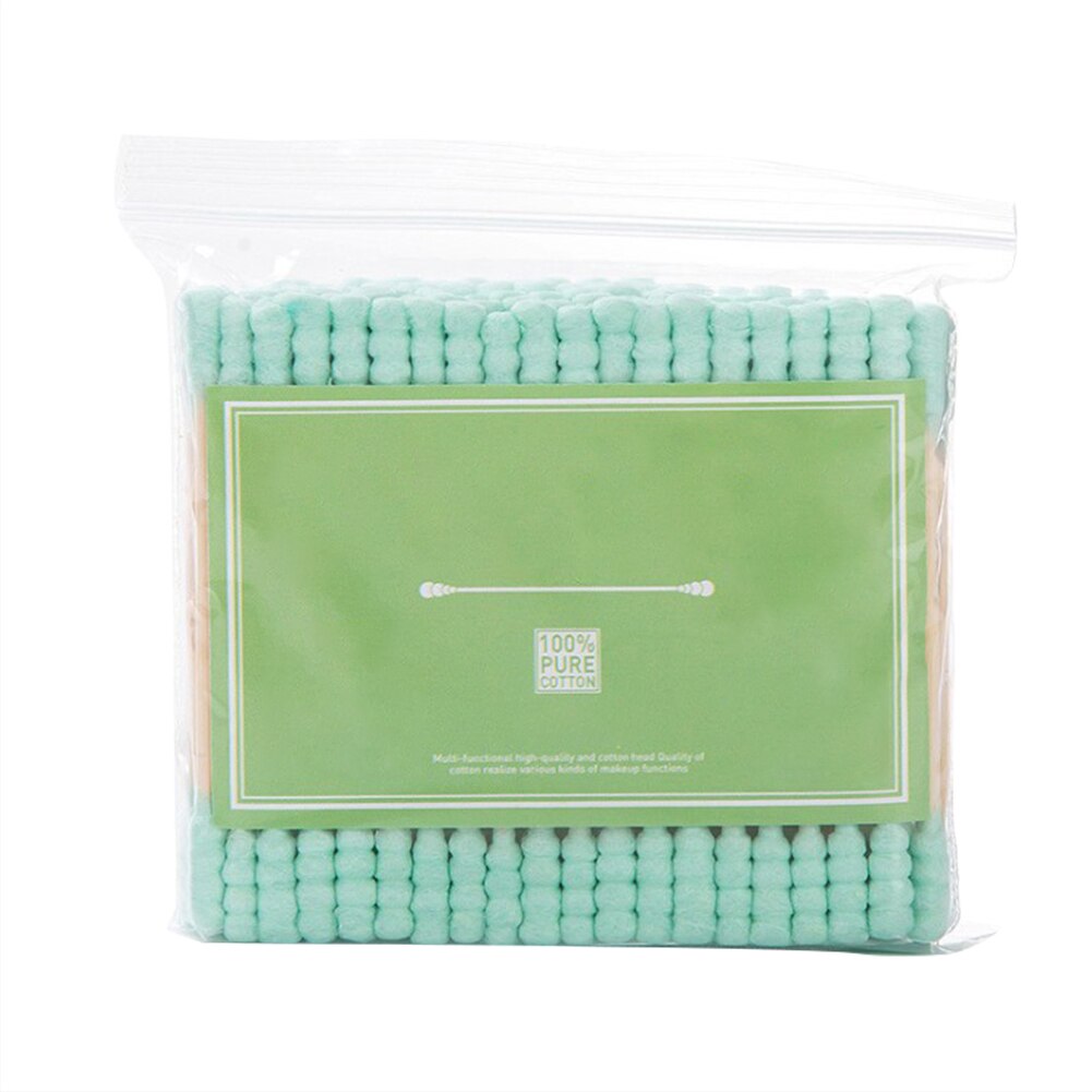 Coton-tige en spirale à Double tête, 100 pièces/paquet, démaquillant, hygiénique, ensemble d'outils de nettoyage, coupe-oreille: green