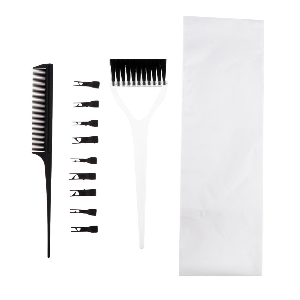 Dual Sides Rat Tail Highlighting Microbraiding Sectioning Hair Comb + Fan Shape Dye Brush