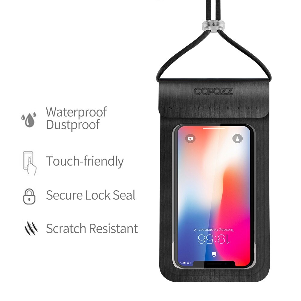 Copozz vandtæt telefontaske til iphone x /8/7/6s plus/samsung  s7 svømning snorkling ski dykning undervands mobiltasker etui