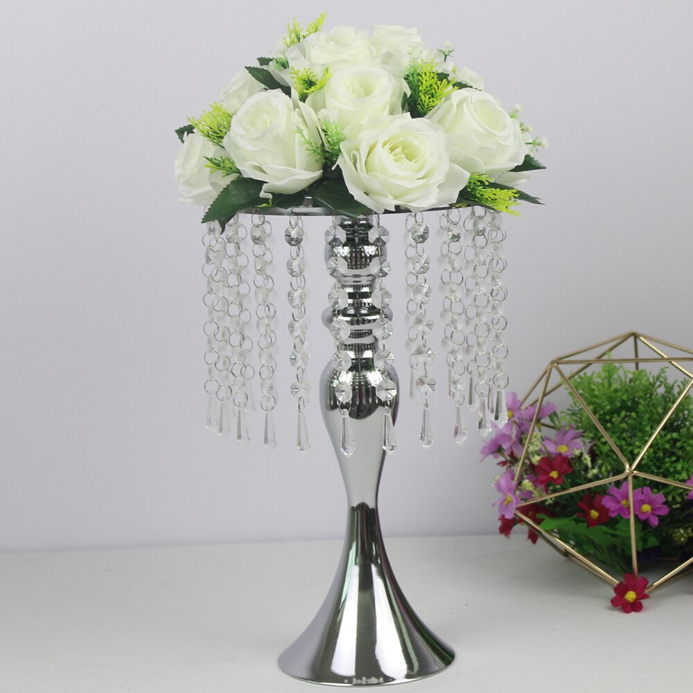Imuwen udsøgt blomstervase twist form stativ gylden / sølv bryllup / bord centerpiece 52 cm høj vej føre hjem indretning: Sølv 33 med blomst