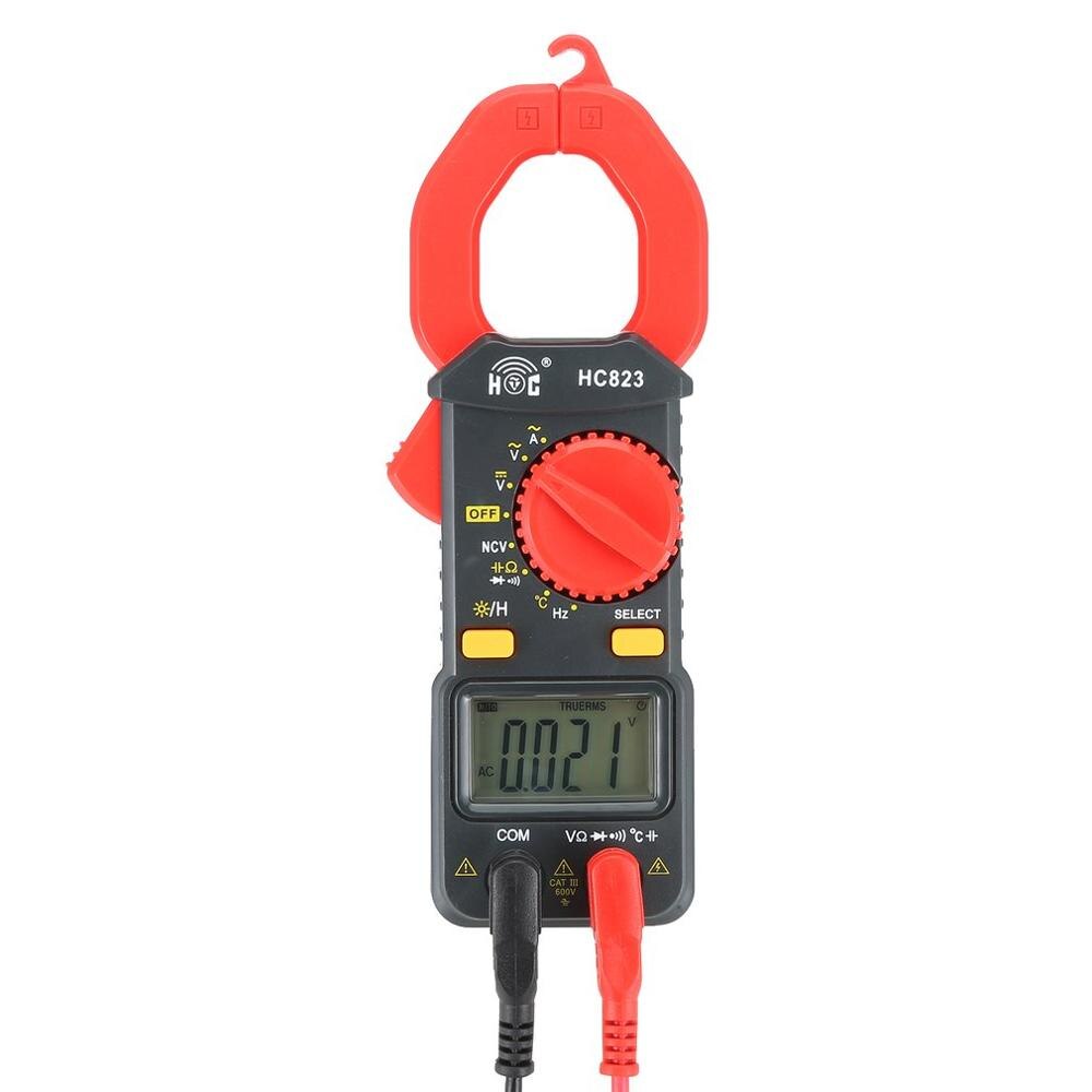 HC823 Digital Clamp Meter Mini Ammeter Clamp Multimeter Small Current Meter Voltage Current Resistance Capacitance Tester