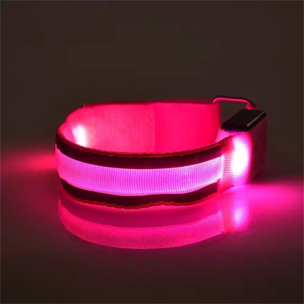 Light Band Reflective LED Light Arm Armband Strap Safety Belt for Night Running Cycling Running Led Light Sports Wristband: Pink