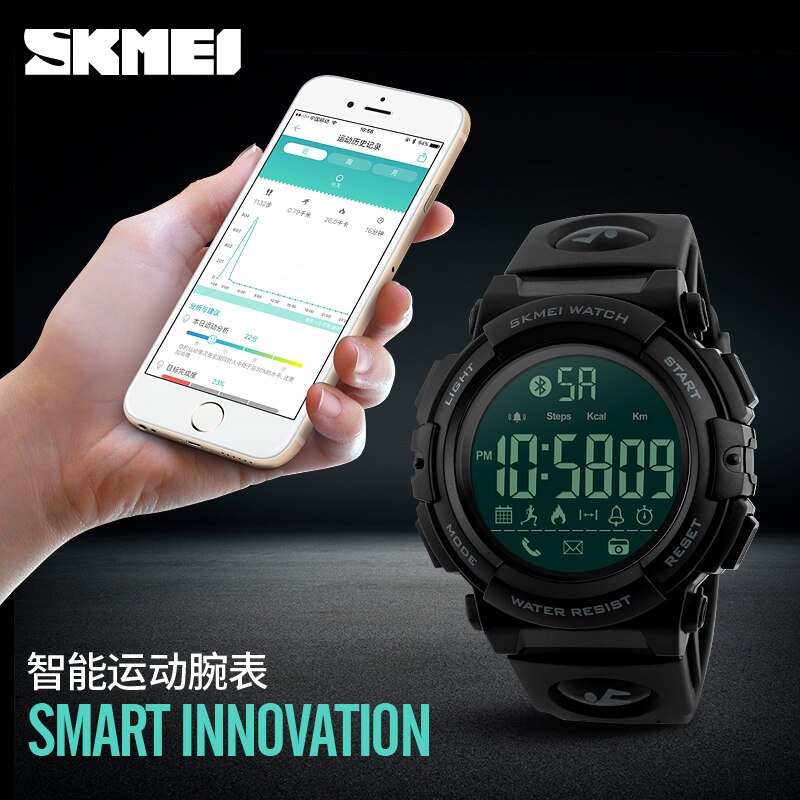 SKMEI Smart Sport Horloges Heren Digitale Horloges Remote Camera Call Herinnering Bluetooth Smartwatches Voor iPhone Android