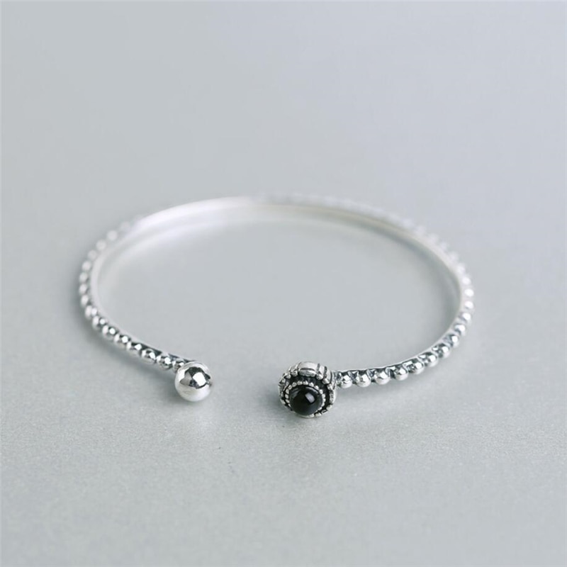 Sole Memory Retro Personality Versatile Simple Opal 925 Sterling Silver Female Resizable Bracelets SBR162