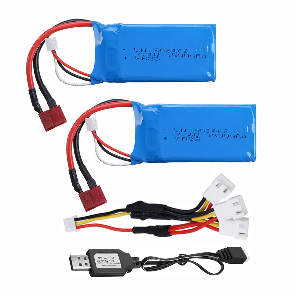 Mise à niveau de 7.4v batteries lipo 1500 2s pour wltoys  a959-b  a969-b  a979-b  k929b rc desert truck car, pièces de rechange et chargeur: 2 clés usb 3 en 1