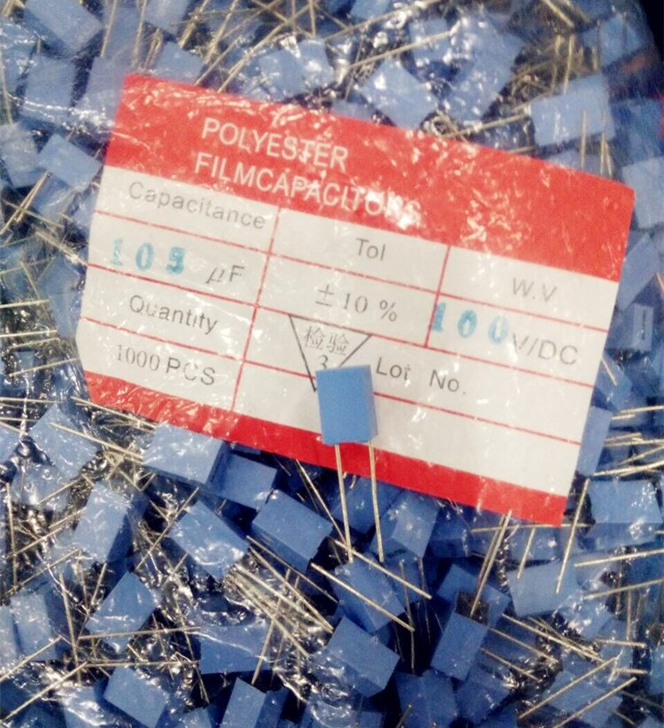 Condensador de película 105J100, condensador de corrección 105, 100V, condensador de bloque 1uf100v, accesorios para máquina de soldadura