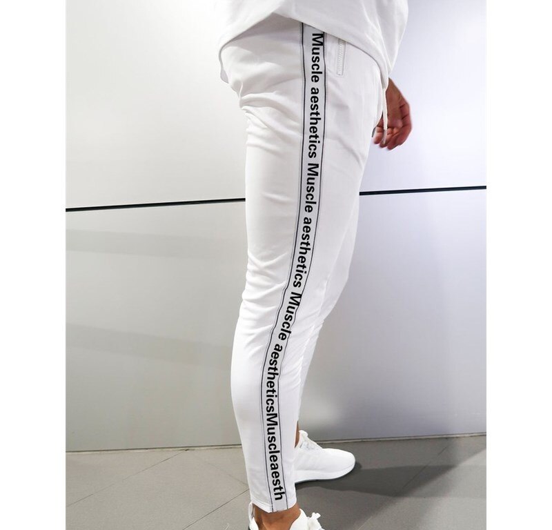 Mannen Joggingbroek Met Rits Zakken Tapered Track Atletische Broek Voor Man Running, Oefening, Workout: WHITE / XL