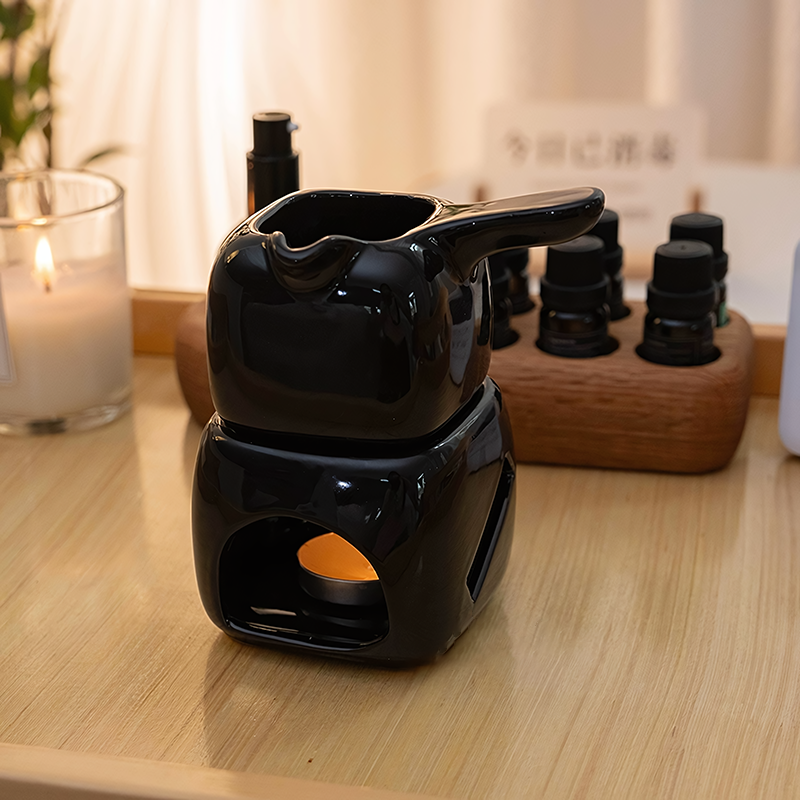 Stor rökelsebrännare för eteriska oljor i keramik, skönhetssalong, aromaterapilampa, skållningsskyddande handljushållare, klubbhustevärmare