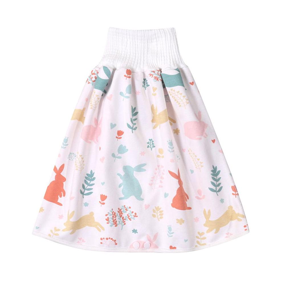 2 in 1 Comfy Children's Adult Diaper Skirt Shorts Baby Waterproof Diaper Skirt Pants Training Pants Kids Cover Underwear: Colorful Rabbit / M