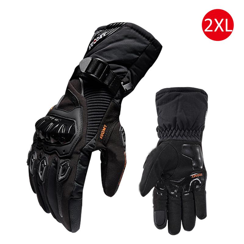 Vinter motorcykel handsker vandtætte og varme fire sæsoner ridning motorcykel rytter anti-fald langrend handsker: Sort / Xxl