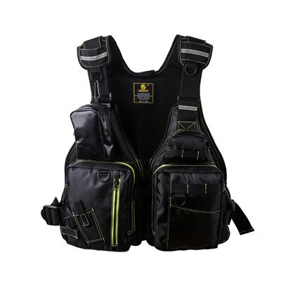 Chaleco salvavidas para pesca, chaqueta de , 120kg, multifunción, 8 bolsillos, para deportes al aire libre,: Black-green zipper
