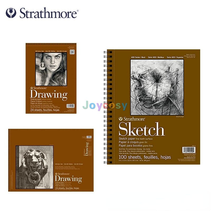 Strathmore Sketch Paper Pad, Drawing Paper Pad, 400 Series 300 Series, Versatile Ideal for Pencil, Charcoal, Crayon and Markers