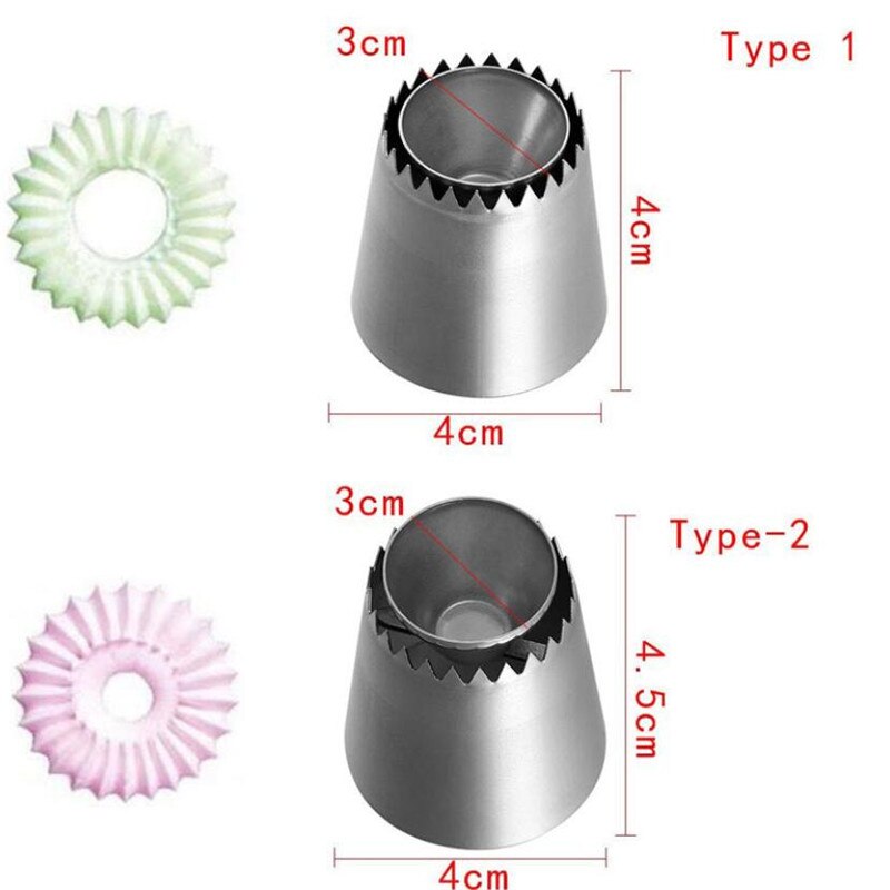 2Pcs Sultan tube Russian Pastry Tip Icing Piping Stainlessl Steel Nozzles Large Icing Piping Nozzles Cupcake Baking Tools