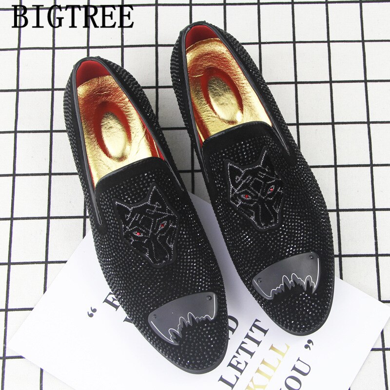 Zapatos de boda para hombre, mocasines a la con diamantes de imitación, zapatos de vestir para hombre, zapatos de para hombre, Scarpe Uomo, zapato Social Masculino