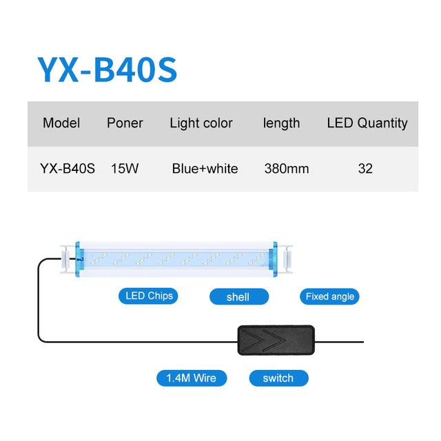 Super Slim LEDs Aquarium Lighting Aquatic Plant Light 18-75CM Extensible Waterproof Clip on Lamp For Fish Tank: YX-B40S
