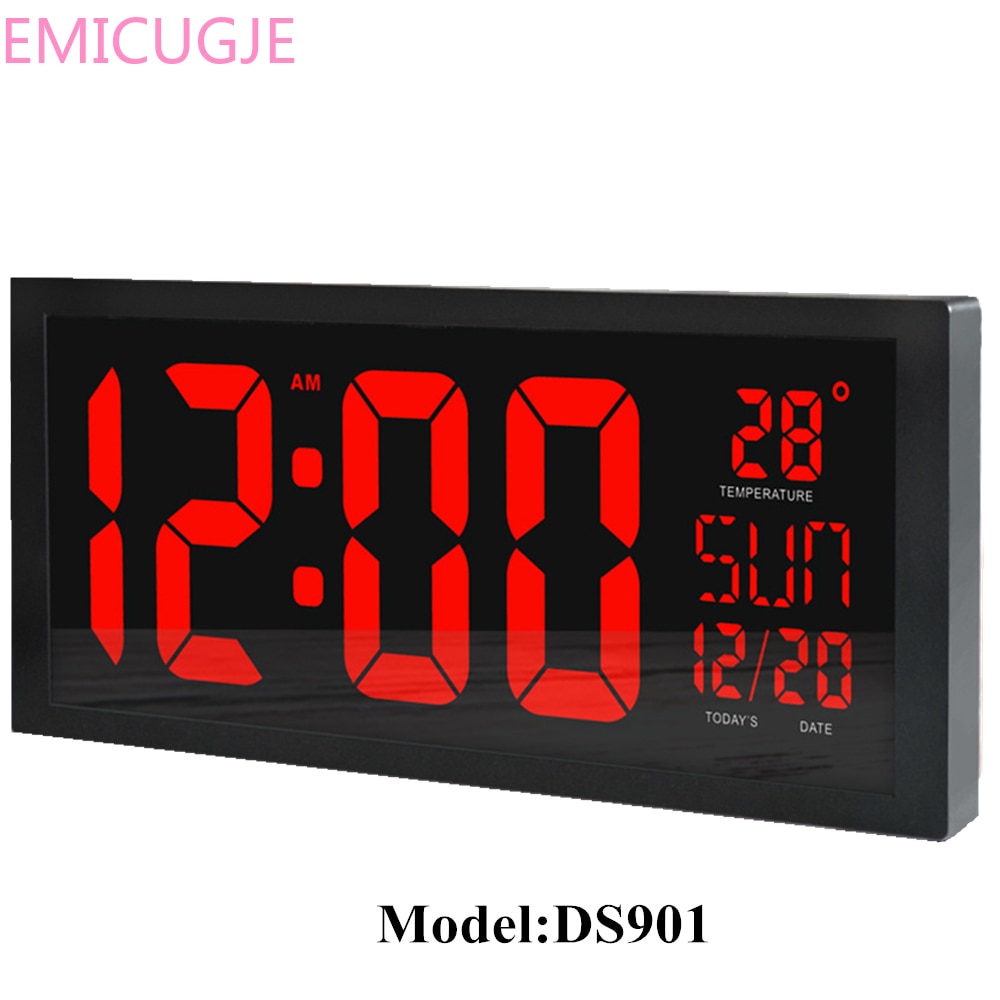 HD LED Large Screen Wall Clock Home Desktop Calendar ClockDaylight Saving Time Function LED Electronic Clock with Thermometer