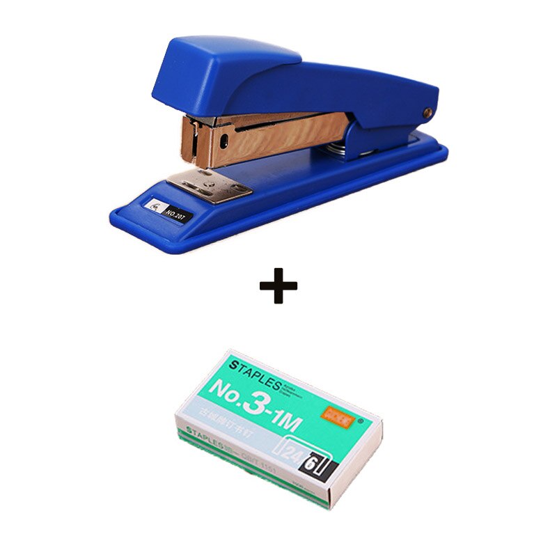 Grapadora portátil de Metal NO.0207, grapadora portátil duradera, papelería escolar, suministros de encuadernación para oficina, grapas con 1000 Uds.: Azul