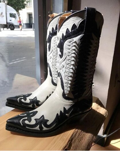 Mannen Schoenen Mode Handgemaakte Pu Leer Classic Mid Western Laars Lage Hak Stijlvolle Casual Motorlaarzen Zapatos 4M877