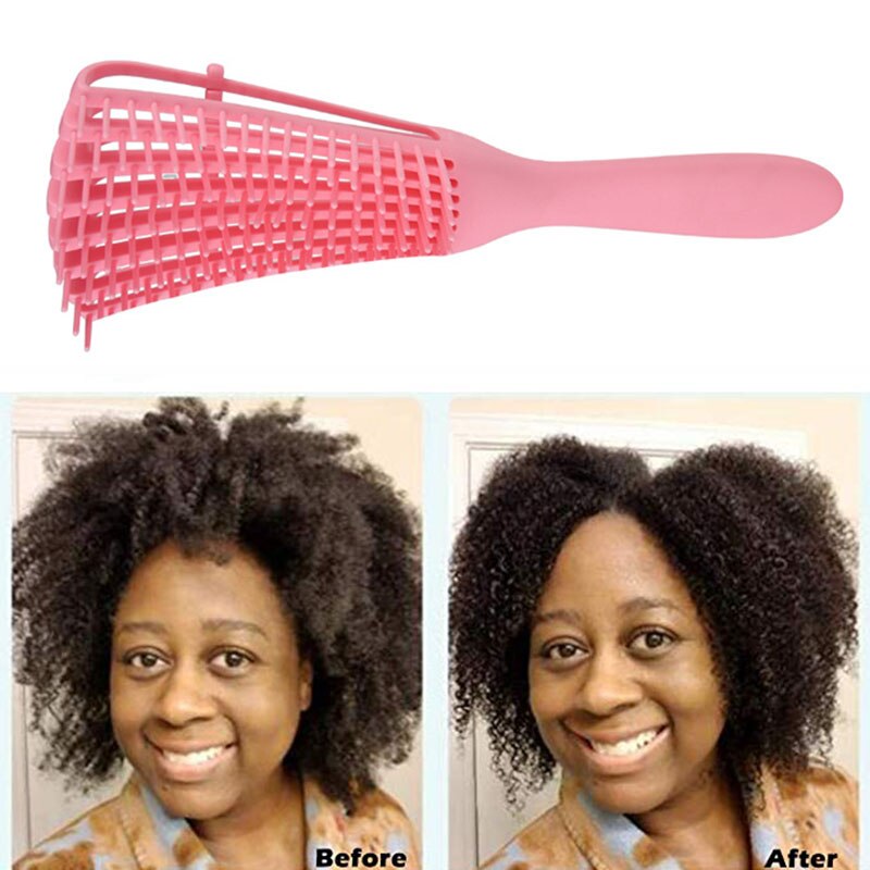 Dettangling hair brush 4c krøllet hår detangler børste hår vådt tykt kinky hår juster hårbørste hovedbundsmassage detangle hårbørste