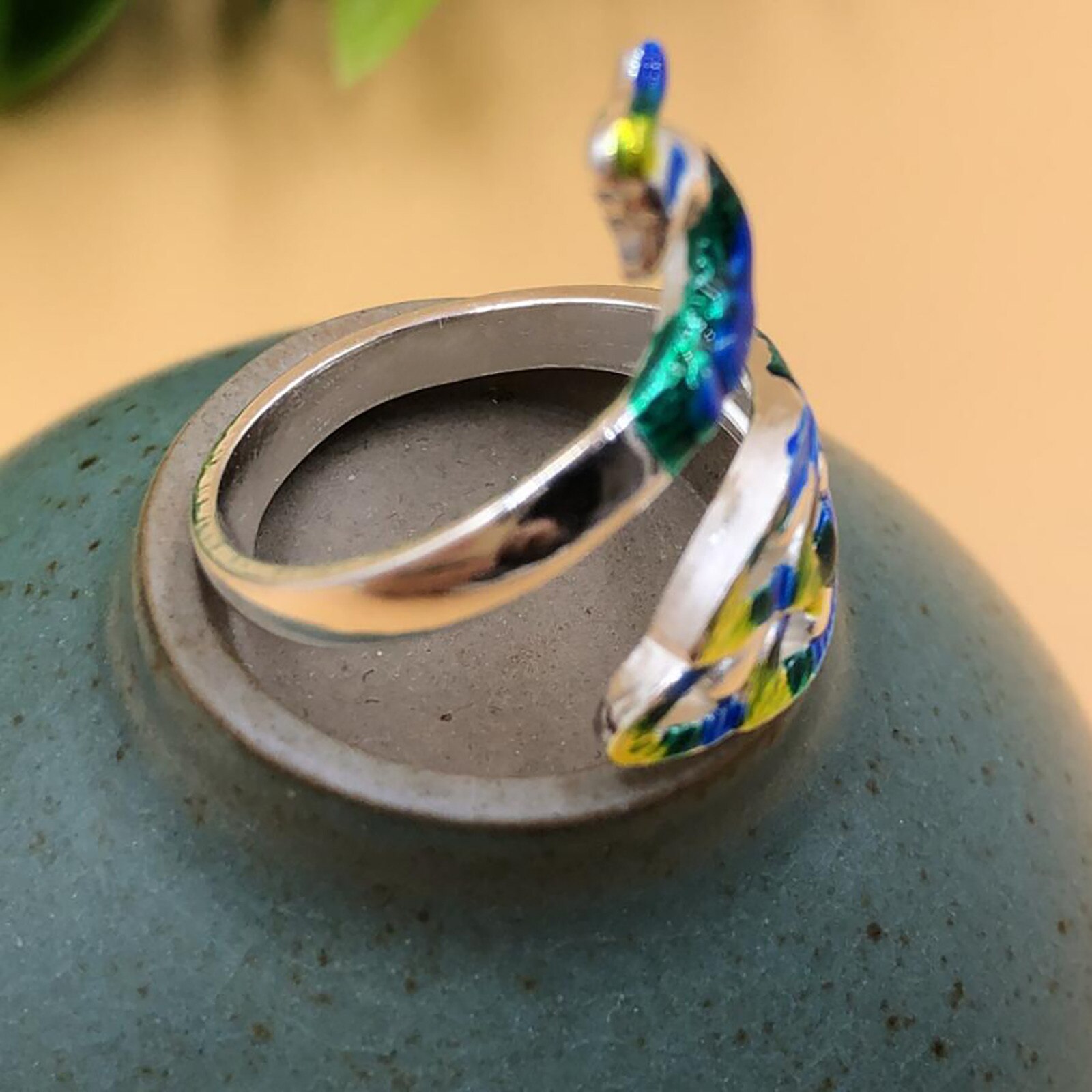 Adjustable Knitting Loop Crochet Loop Knitting Accessories Knitting Ring For Clothing Blue Peacock #J20