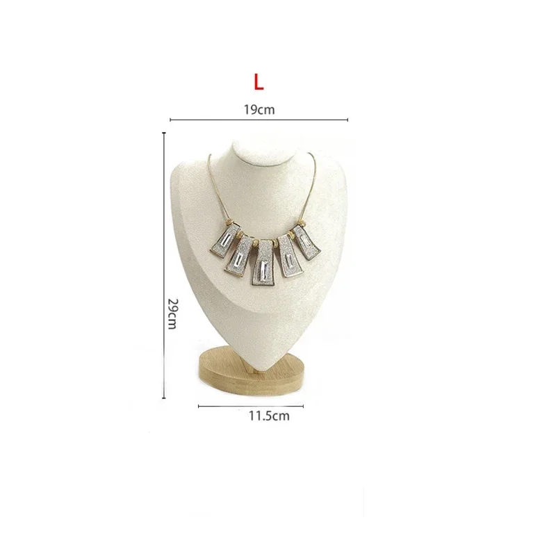 Bamboe Ketting Display Stand Hanger Display Sieraden Houder Sieraden Mannequin Buste Ketting Etalage Sieraden Display: Beige L