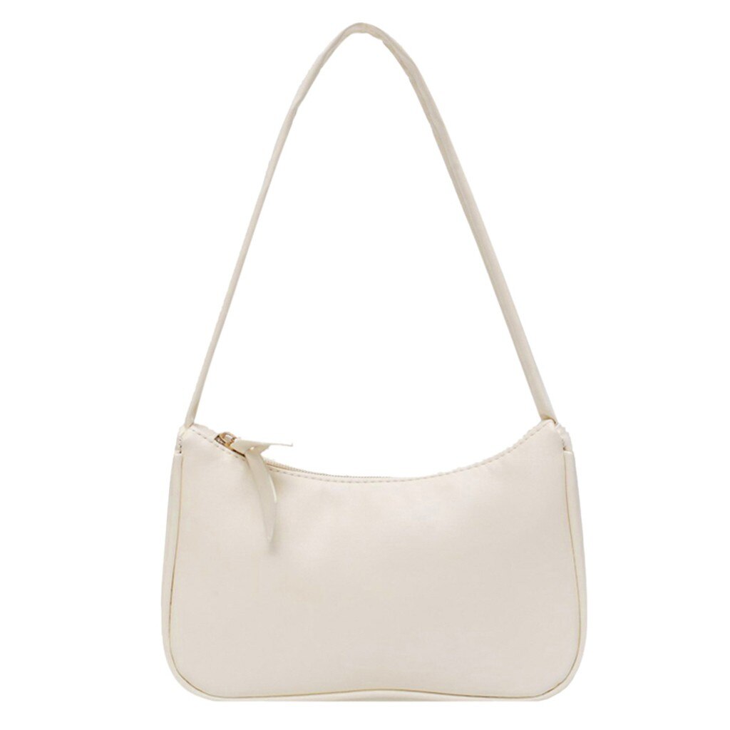 Retro axelväska för kvinnor vintage handväska hobosväska pu läder kvinnlig baguette telefonväska mini bolsa bolsa feminina: Beige