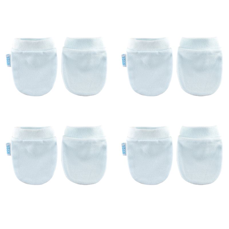 4 Pair/set Simple Cute Baby Knit Gloves Newborn Anti-eat Hand Anti-Grab Glove: 72-Blue