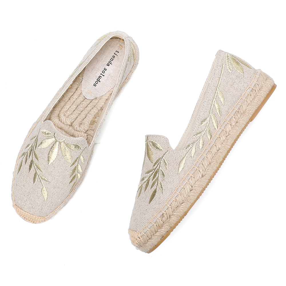 Runde Kappe Frauen Espadrilles Flache Schuhe 2022, Echte Plattform Gummi Unterhose-an lässig Blumen- Zapatillas Mujer Sapatos hanf