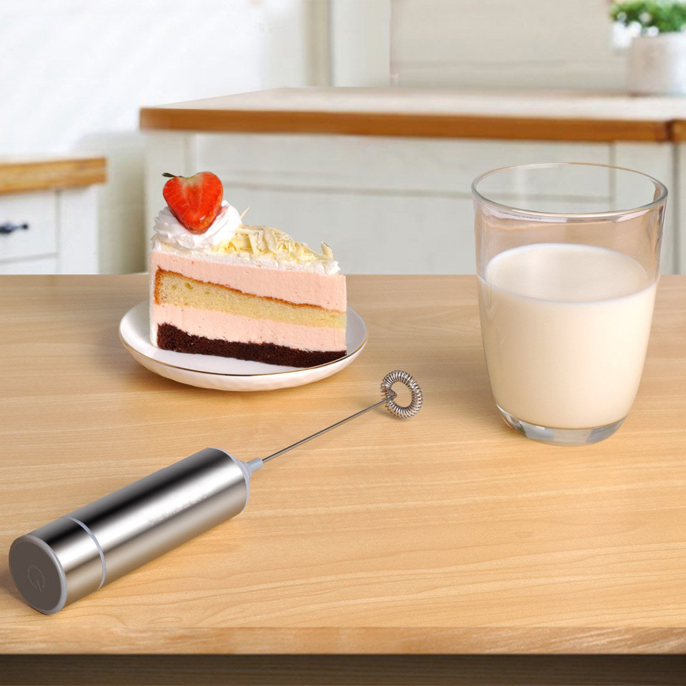 thumbnail image 2 of Stainless Steel Milk Frother - Handheld Electric Foam Maker For Coffee & Matcha 2 of 13