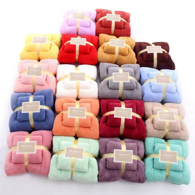 Bath Towels Microfiber Fabric Skin Comfortable Bath Towel And Face Towel Solid Color Quick Drying Super Absorbent Towel Set
