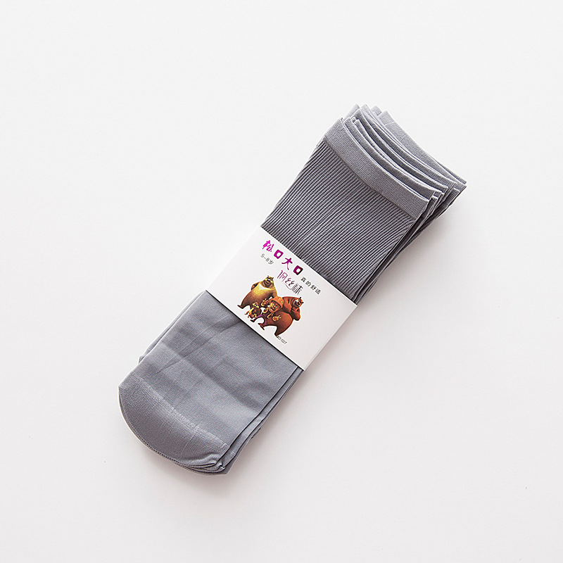 Kinderen Sokken Zomer Dunne Snoep Kleur Kousen Jongens En Meisjes Pure Kleur Staal Kousen Baby Kinderen Midden Buis Kousen: Gray summer socks