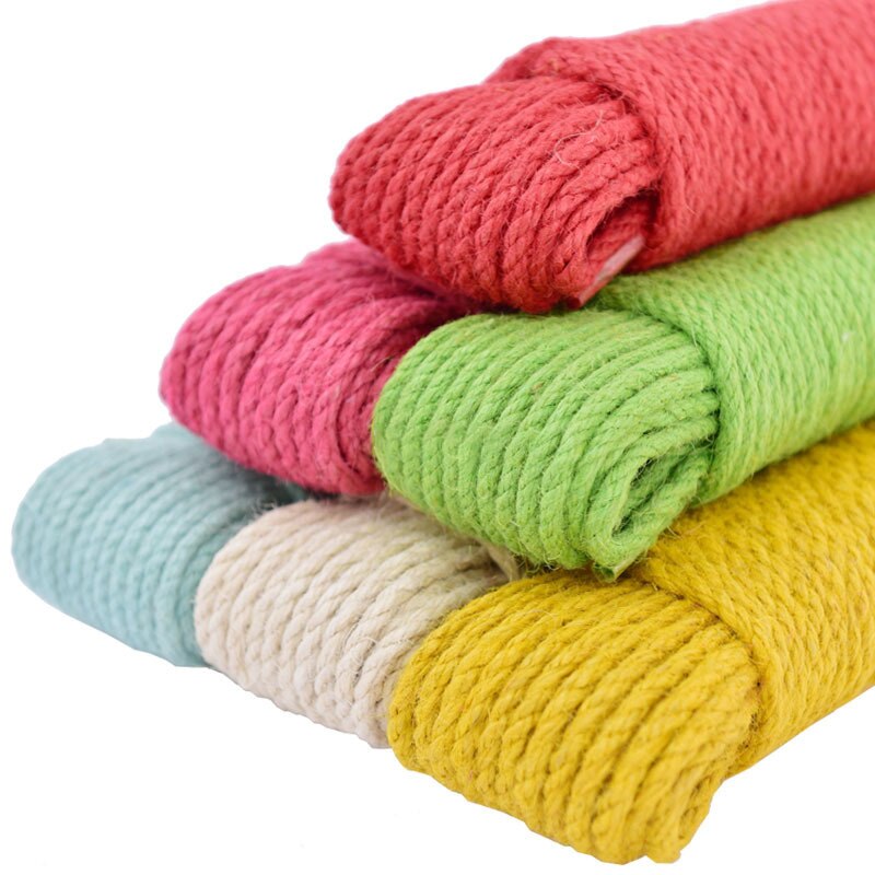 Cuerda de yute de Color Natural de 6mm de ancho, cordón macramé trenzado de cáñamo, artesanal, decoración hecha a mano para rascar mascotas, 20M