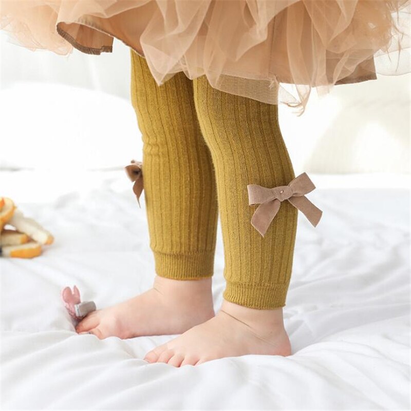 Lente Baby Girl Stretch Leggings Broek Mooie Boog Herfst Peuter Kind Breien Broek Meisjes Leggings