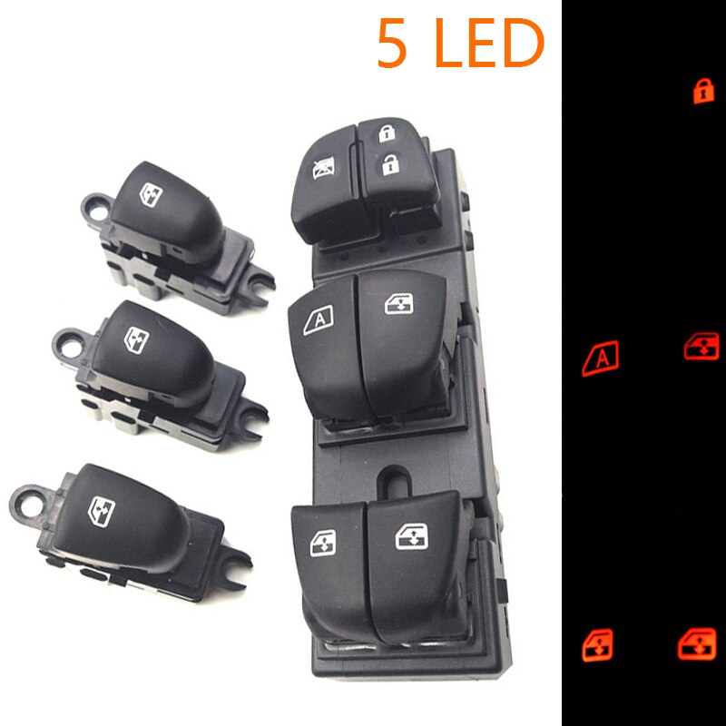 7 LED Auto Power Window Switch/Single Window switch With LED For Nissan Qashqai/Altima/Sylphy/Tiida/X-Trail Orange light