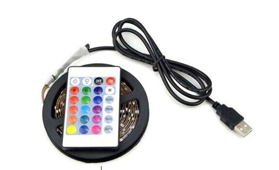 Newest USB Powered RGB 5050 LED Light Strip Computer TV Backlight Remote Waterproof Kit: 5M