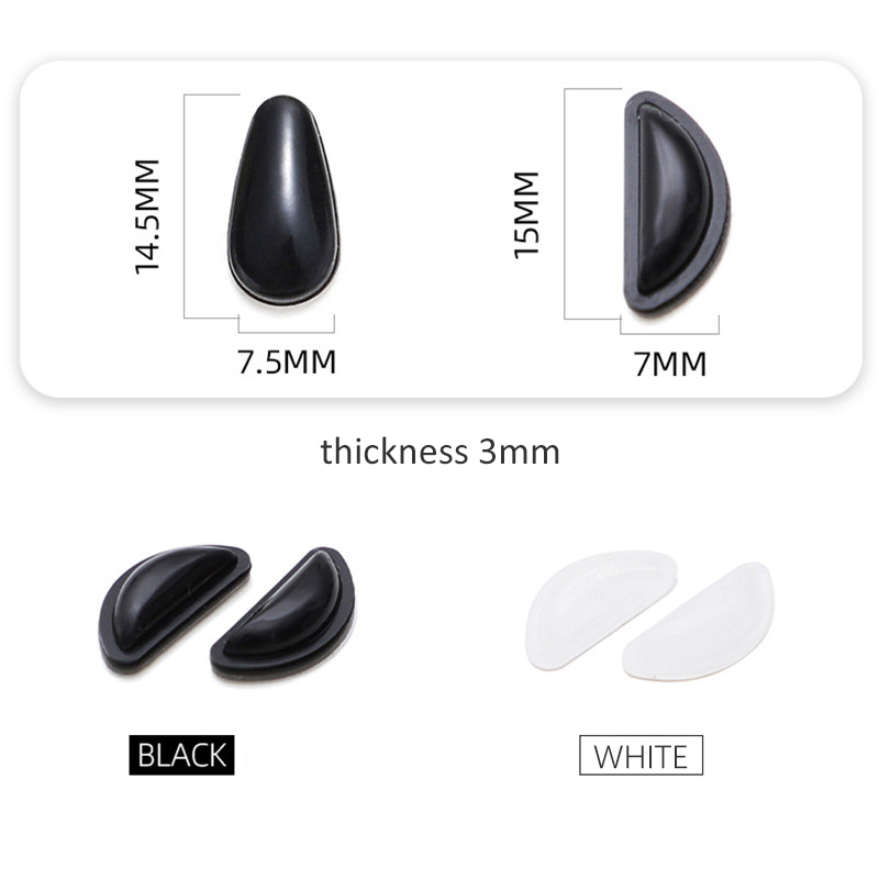 5pair Glasses Nose Pad Adhesive Silicone Nose Pads Non-slip Black White Thin Nosepads for Glasses Eyeglasses Eyewear Accessories
