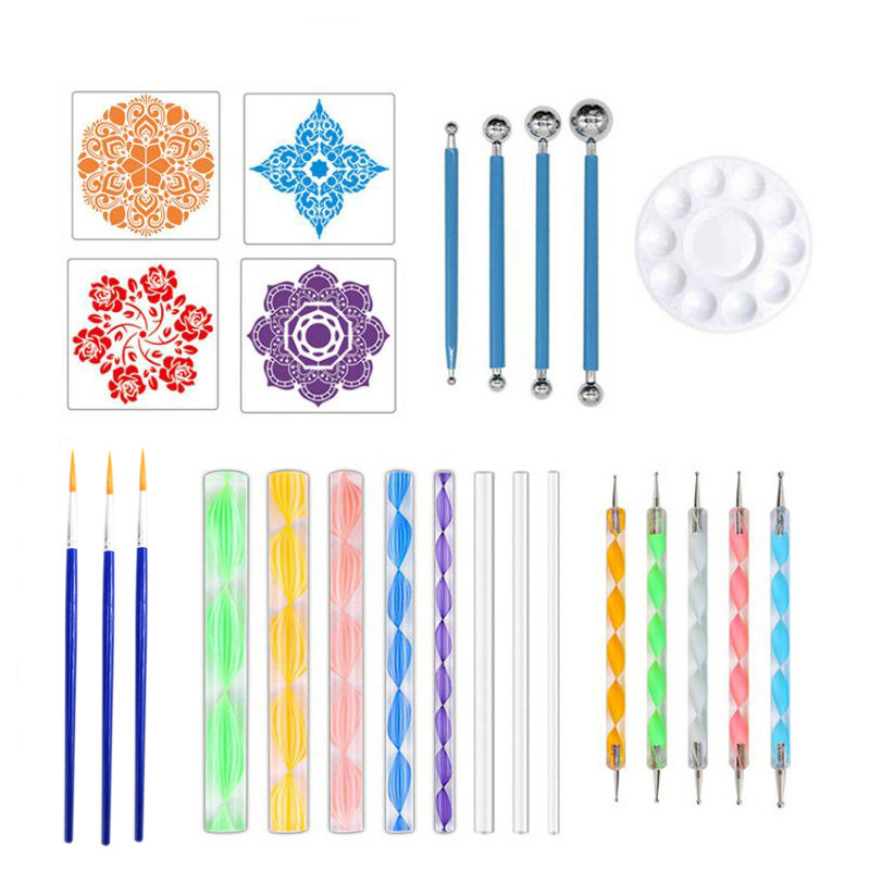 Mandala Dotting Tools for Painting Rocks Mandala Painting Dotting Stencil Dot Multifunction Embossing Dot Kit Mandala Tool Kit: 20PCS