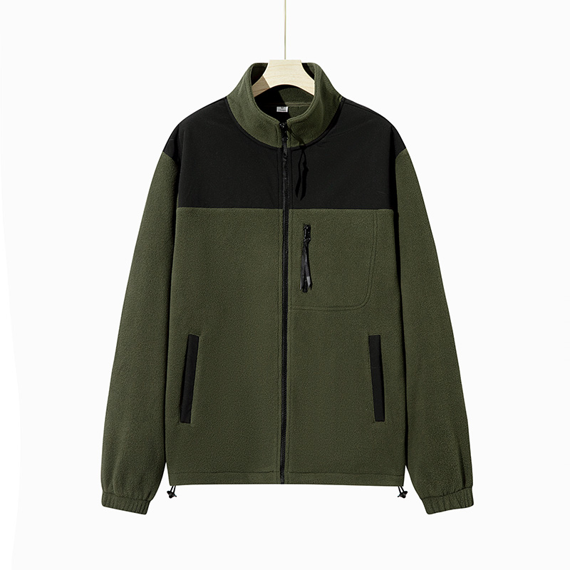 Chaqueta Polar cálida de invierno para hombre y mujer, abrigo Polar de doble cara, sudadera informal de felpa a prueba de frío, Color de empalme que combina con todo: XXL / Verde militar