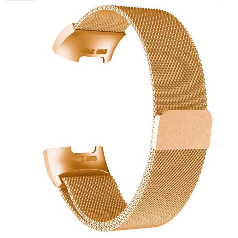 Magnetisk rem til fitbit charge 3 4 smart urbånd metal rustfri magnetisk rem armbånd erstatning sport ur rem: Rose guld / S