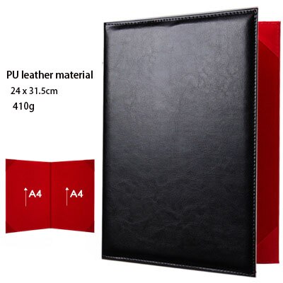 Hardcover Stamped Certificate Folder for Honor, Letter of Appointment Cover Book Trifold Education Presentation: black PU leather