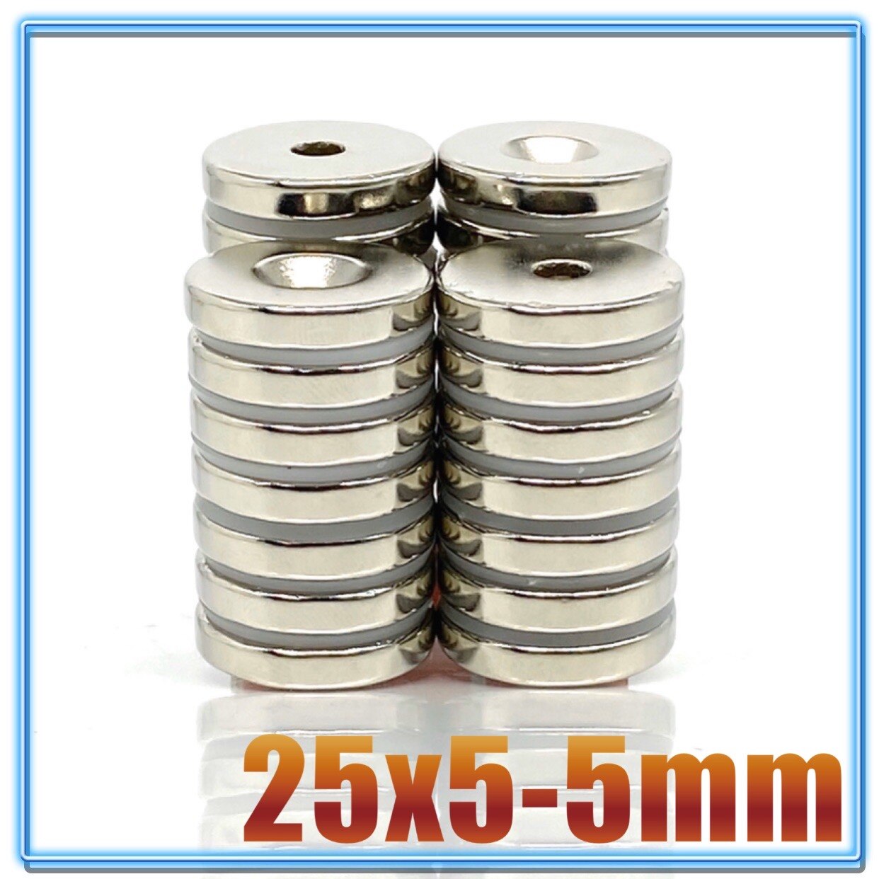 Aimants puissants permanents en néodyme, lot de 2 à 100 aimants puissants, 25x5mm, trou de 5mm
